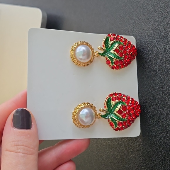 Strawberry 🍓 Statement Post Earrings, NWT - Picture 15 of 15